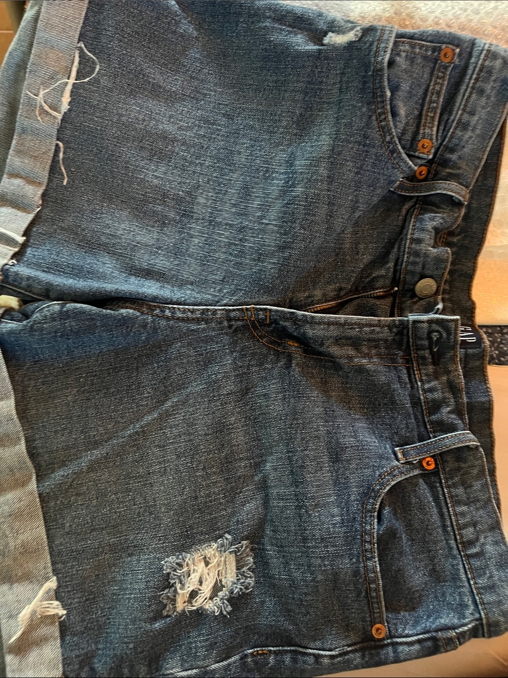 GAP womens Distressed Dark Blue Denim Jeans